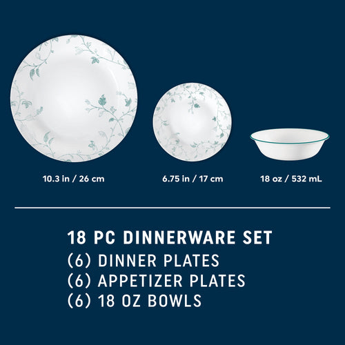 Corelle® Chambord 18-piece Dinnerware Set. Service for 6