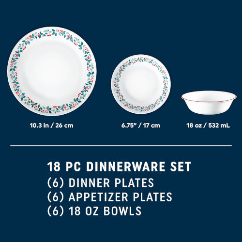 Corelle® Winter Berries 18-pc Dinnerware Set. Service for 6