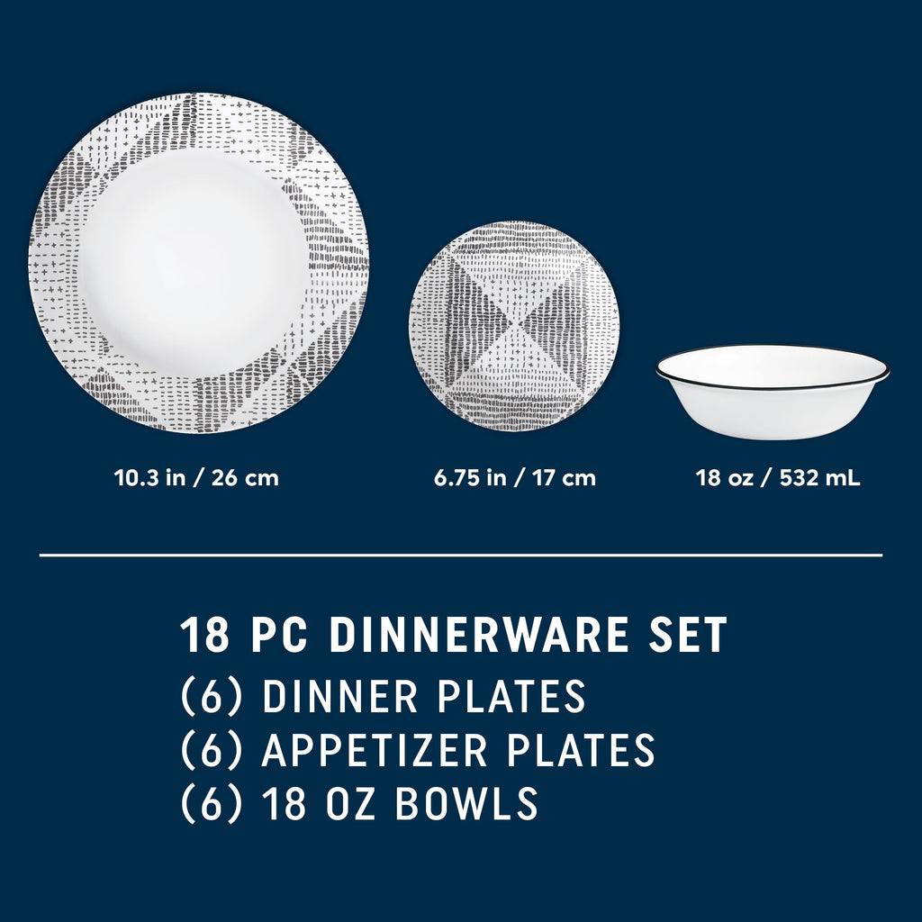 Corelle® Odisha 18-piece Dinnerware Set. Service for 6