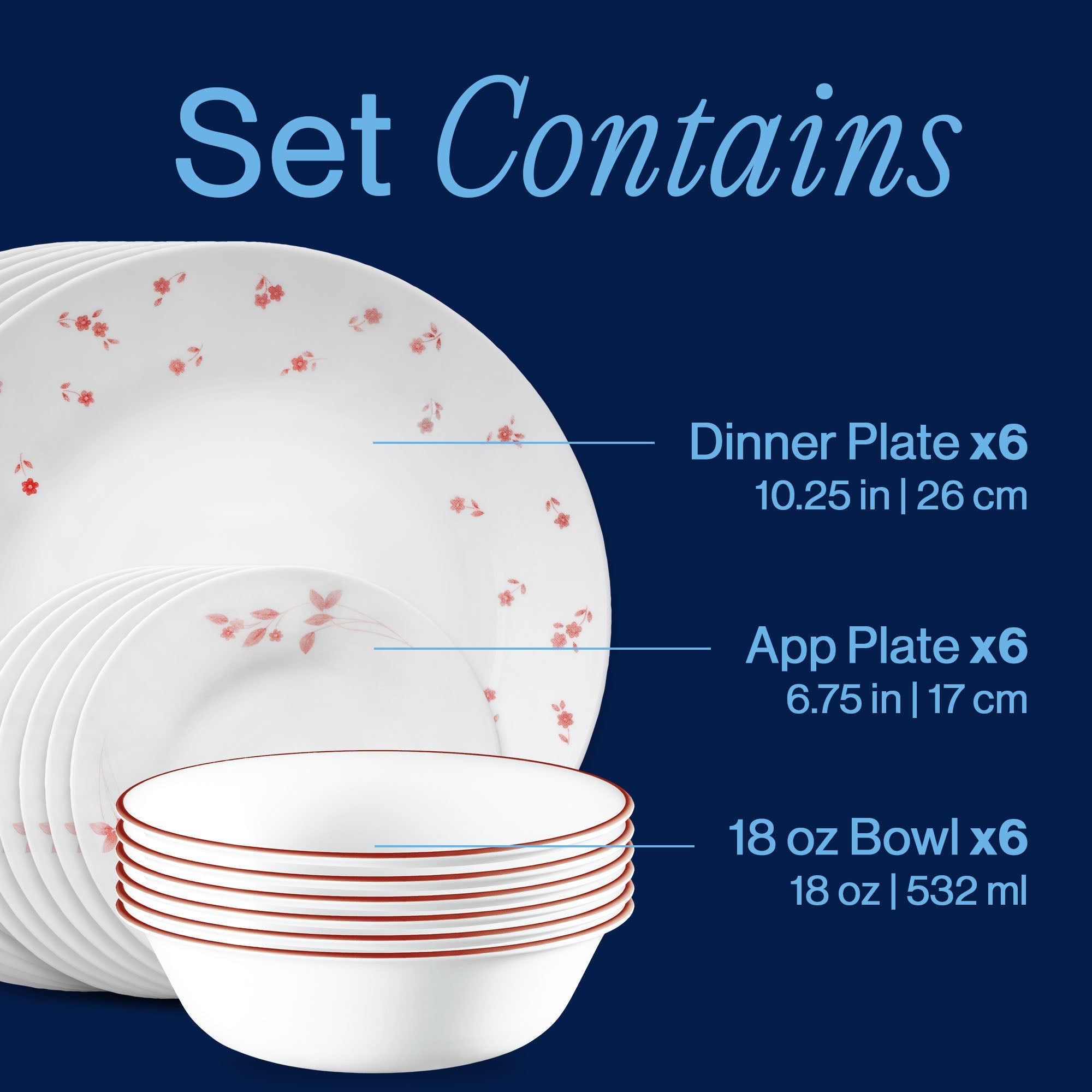 Corelle® Sweet Flora 18-piece Dinnerware Set. Service for 6