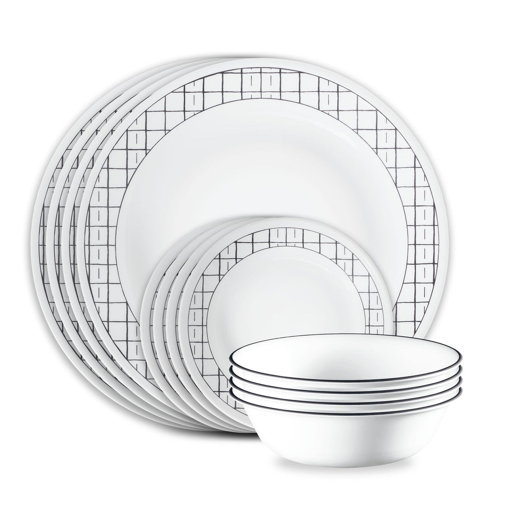 Corelle® Delicate Grid 18-piece Dinnerware Set. Service for 6
