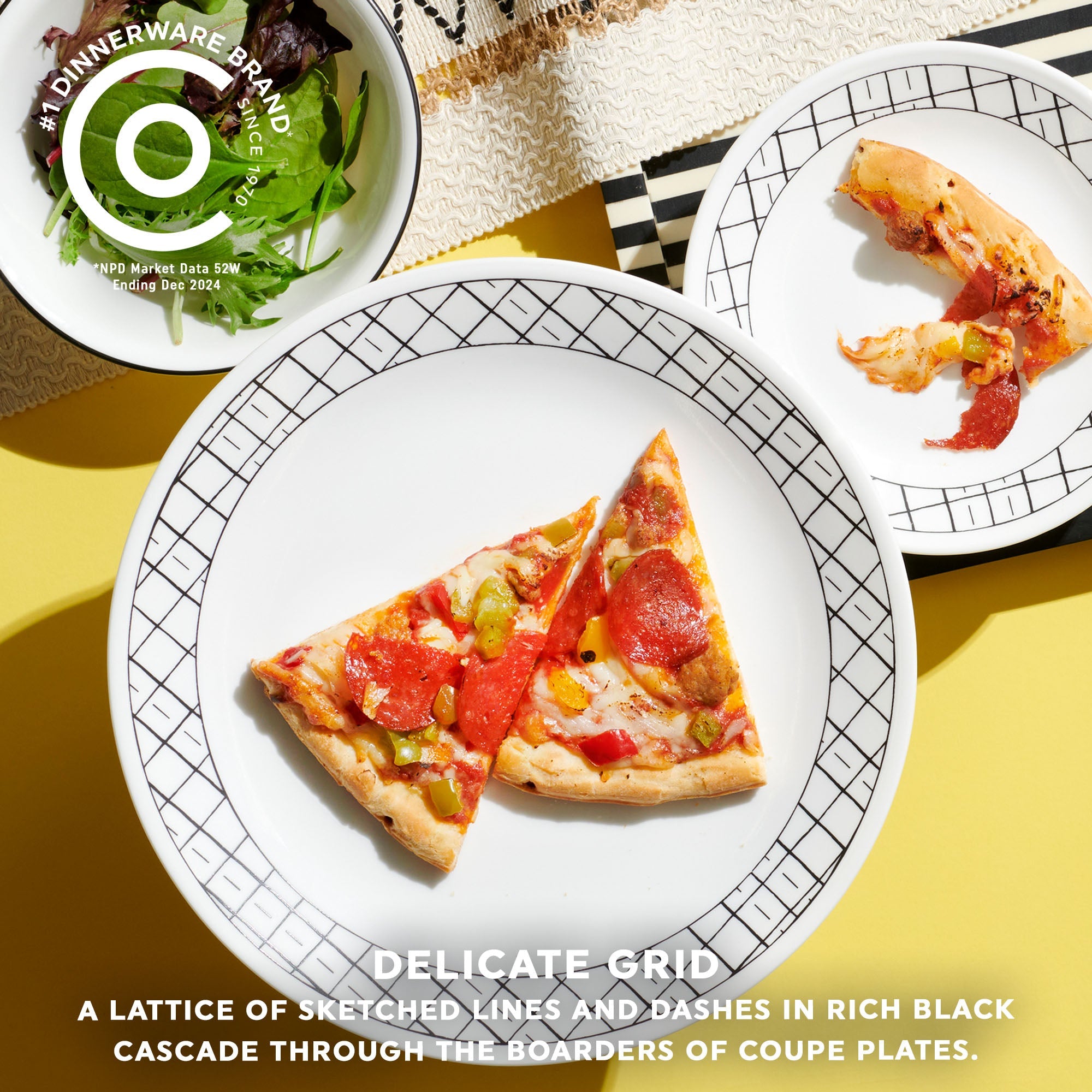 Corelle® Delicate Grid 18-piece Dinnerware Set. Service for 6