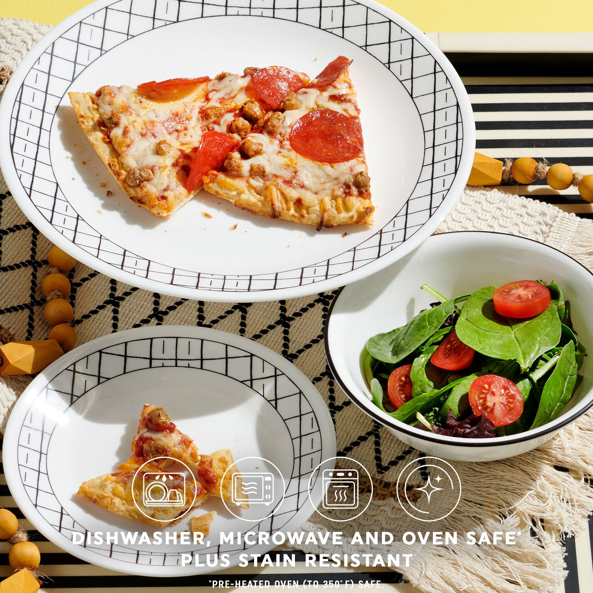 Corelle® Delicate Grid 18-piece Dinnerware Set. Service for 6