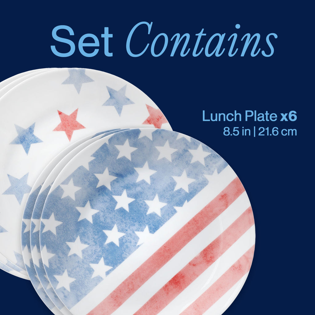 Corelle® Red. White. and Blue 8.5 Lunch Plate. 6-pack
